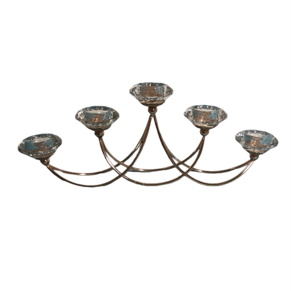 Diamond Cut 5 Votive Candle Holder Centerpiece Wedding Luxury Party Barbiecore